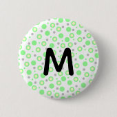 Badge Rond 5 Cm Monogramme Vert Crème Gris Points Polka (Devant)