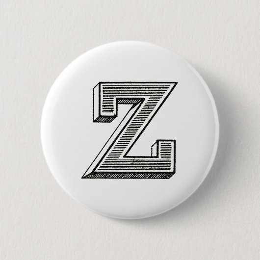 Badge Rond 5 Cm Monogramme Z, lettre Z, alphabet z, noir et blanc (Devant)