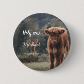 Badge Rond 5 Cm Monographie de veau de vache Highland premier anni (Devant)
