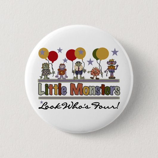 Badge Rond 5 Cm Monster 4th Birthday Tshirts et cadeaux (Devant)