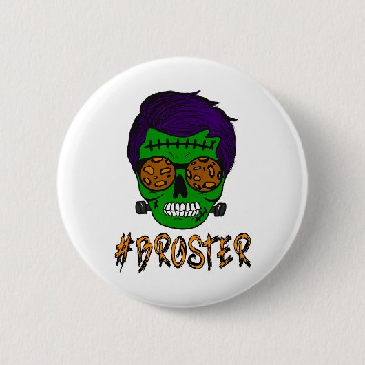Badge Rond 5 Cm Monster Crâne Broster Frère Halloween Correspondan (Devant)