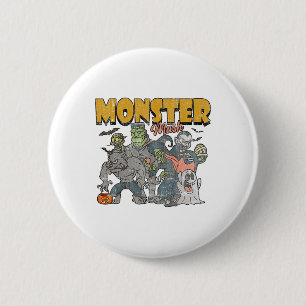 Badge Rond 5 Cm Monster Mash Vintage Fantôme Halloween drôle