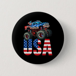Badge Rond 5 Cm Monster Truck American Flag 4 juillet Usa Racing F
