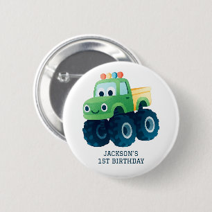 Badge Rond 5 Cm Monster Truck Smash et Crash Anniversaire