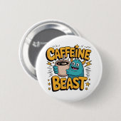 Badge Rond 5 Cm Monstre de café (Devant & derrière)
