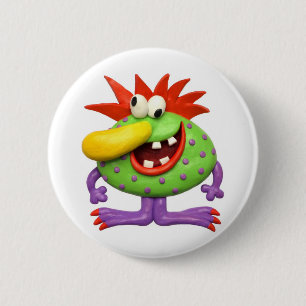 Badge Rond 5 Cm Monstre jaune de nez