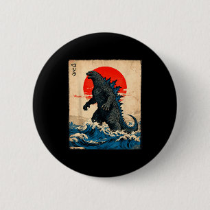 Badge Rond 5 Cm Monstre Kaiju d'art japonais vintage