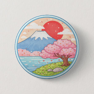Badge Rond 5 Cm Mont Fuji du Japon