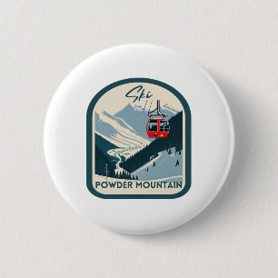 Badge Rond 5 Cm Montagne de poudre à ski rétro vintage Powder Moun