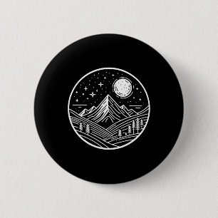 Badge Rond 5 Cm Montagne du lever du soleil Randonnée dans la natu