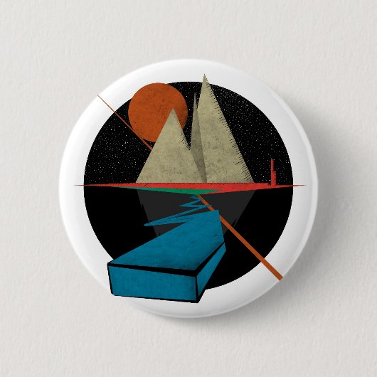Badge Rond 5 Cm Montagne et étoiles (Devant)
