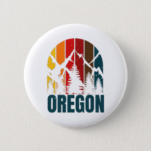 Badge Rond 5 Cm Montagnes de l'Oregon Vintage rétro