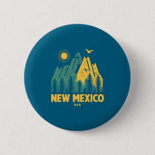 Badge Rond 5 Cm Montagnes du Nouveau-Mexique Usa Randonnée Extérie