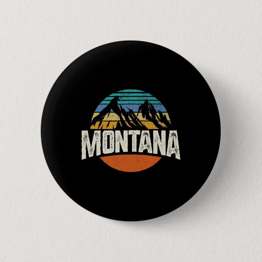 Badge Rond 5 Cm Montana Mountains Retro Design Hiking Mt  (Devant)