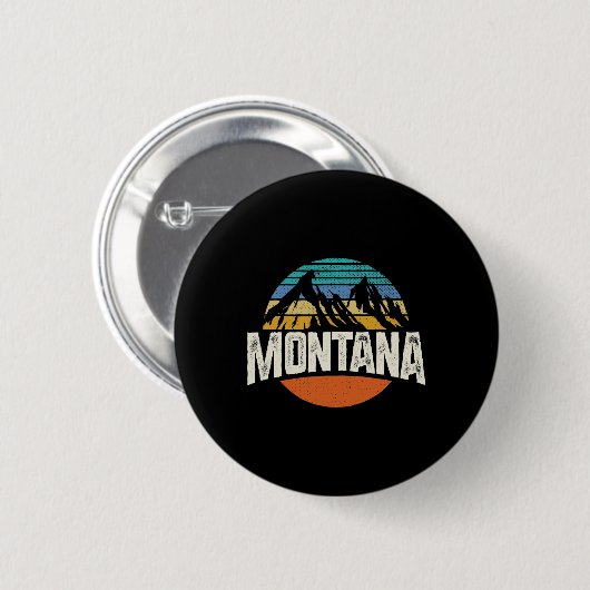 Badge Rond 5 Cm Montana Mountains Retro Design Hiking Mt  (Devant & derrière)