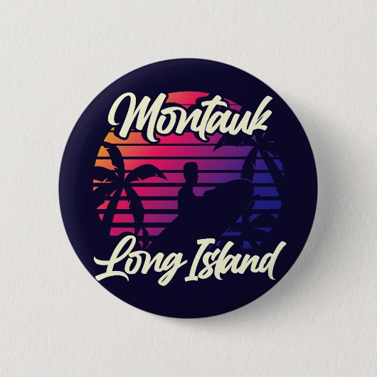 Badge Rond 5 Cm Montauk, Long Island (Devant)