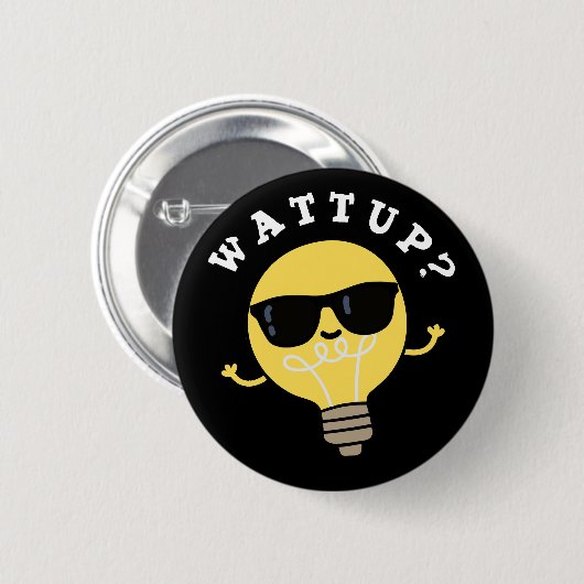 Badge Rond 5 Cm Monter Funny Electric Bulb Pun Dark BG (Devant & derrière)