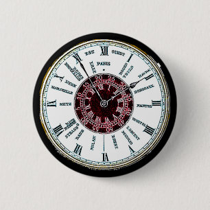 Badge Rond 5 Cm Montre vintage de fuseau horaire