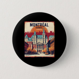Badge Rond 5 Cm Montréal Québec Canada 1950 Vintage voyage Touris