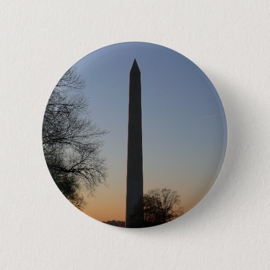 Badge Rond 5 Cm Monument de Washington au coucher du soleil (Devant)