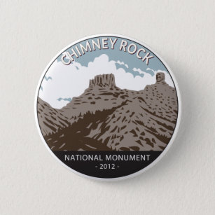 Badge Rond 5 Cm Monument national de Chimney Rock Colorado Vintage