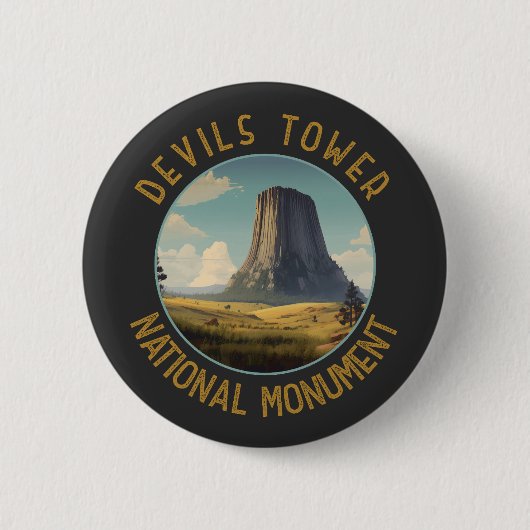 Badge Rond 5 Cm Monument national de la tour Devils Cercle en détr (Devant)