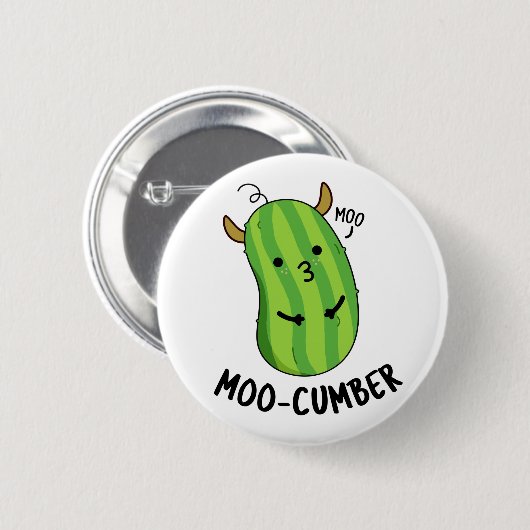 Badge Rond 5 Cm Moo-concombre Funny Veggie Cucumber Pun (Devant & derrière)