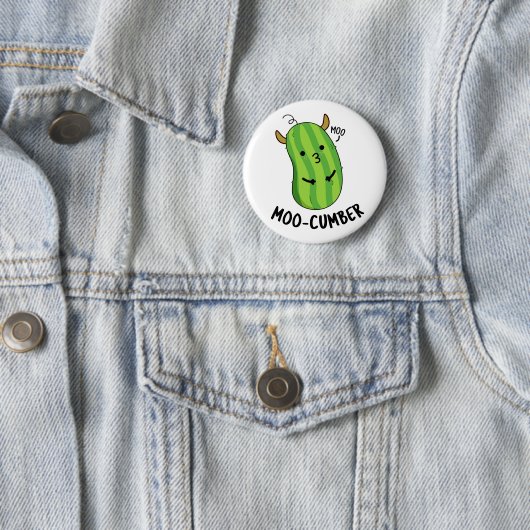 Badge Rond 5 Cm Moo-concombre Funny Veggie Cucumber Pun (En situation)
