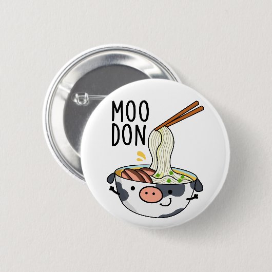 Badge Rond 5 Cm Moo-don Funny Udon Pun (Devant & derrière)