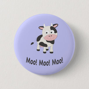 Badge Rond 5 Cm Moo Moo Moo Cute Cartoon Vache