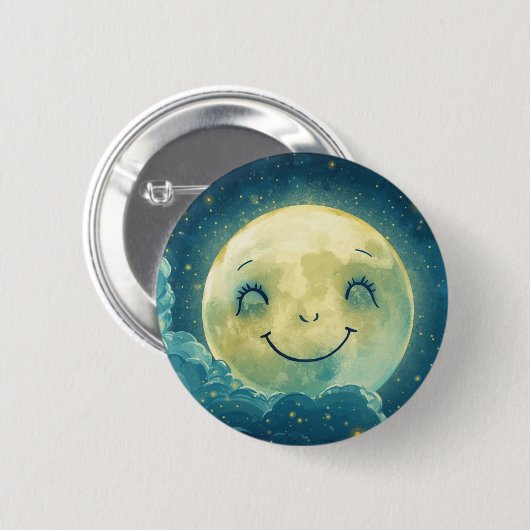 Badge Rond 5 Cm Moon Face Button Pin (Devant & derrière)