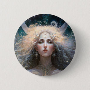 Badge Rond 5 Cm Moon Goddess Imaginaire Art
