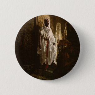 Badge Rond 5 Cm Moorish Chief African Art Painting Portrait