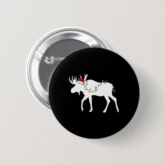 Badge Rond 5 Cm Moose de Noël (Devant & derrière)