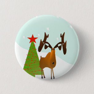 Badge Rond 5 Cm Moose de Noël