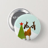 Badge Rond 5 Cm Moose de Noël (Devant & derrière)