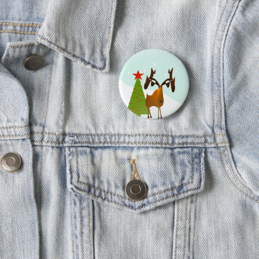 Badge Rond 5 Cm Moose de Noël (En situation)