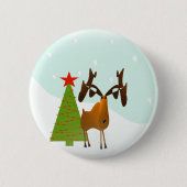 Badge Rond 5 Cm Moose de Noël (Devant)