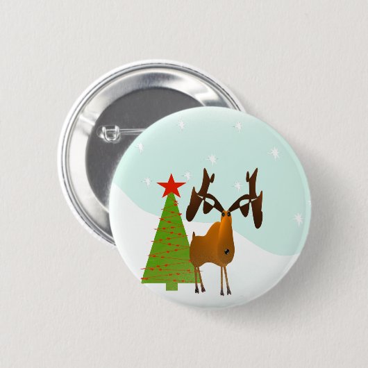 Badge Rond 5 Cm Moose de Noël (Devant & derrière)