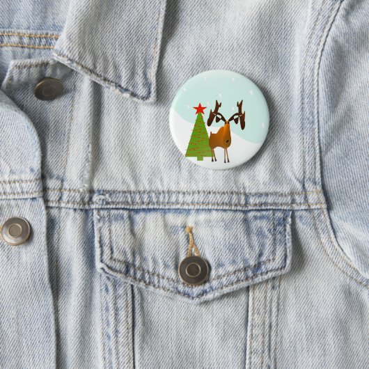 Badge Rond 5 Cm Moose de Noël (En situation)