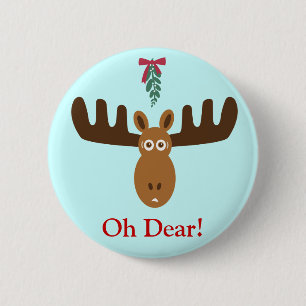 Badge Rond 5 Cm Moose Head_Mooseltoe_Oh Cher! broche bouton de fêt
