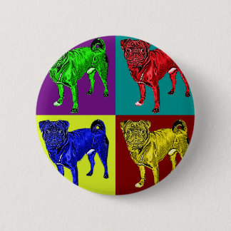 Badge Rond 5 Cm Mops Jack en 4 couleurs