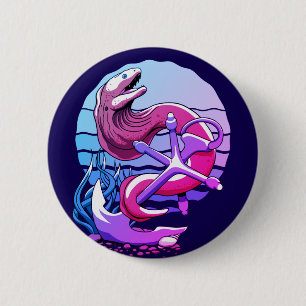 Badge Rond 5 Cm Moray Eel et Ancre