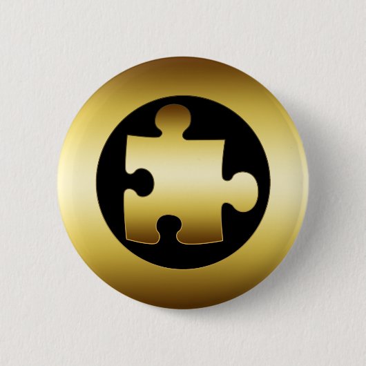 BADGE ROND 5 CM MORCEAU DE PUZZLE D'OR (Devant)