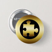 BADGE ROND 5 CM MORCEAU DE PUZZLE D'OR (Devant & derrière)