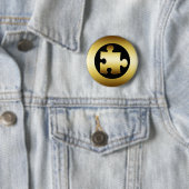 BADGE ROND 5 CM MORCEAU DE PUZZLE D'OR (En situation)