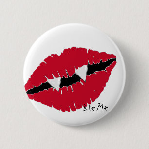 Badge Rond 5 Cm Mordez-moi les crocs rouges des lèvres n