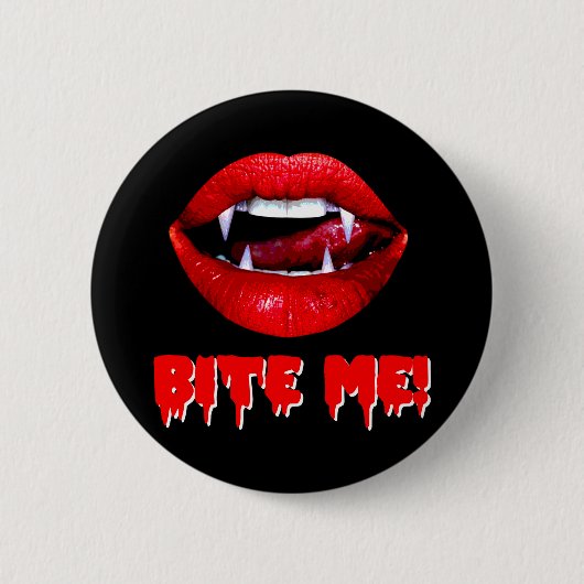 Badge Rond 5 Cm Mordez-moi vampire Halloween (Devant)