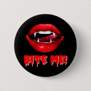 Badge Rond 5 Cm Mordez-moi vampire Halloween