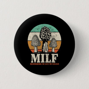 Badge Rond 5 Cm Morel Chasse aux champignons M.i.l.f. Champignons